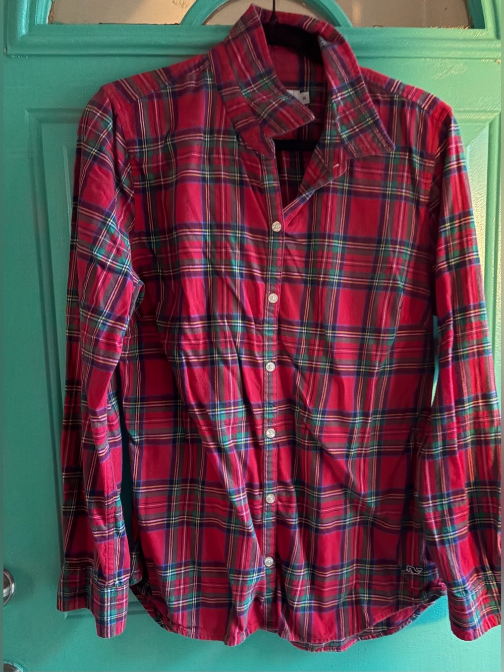 EUC Vineyard Vines Holly Jolly Plaid Button Down Shirt - 14